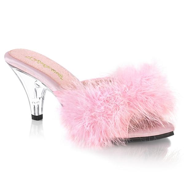 BELLE-301F Fabulicious platform marabou fur slide baby pink matte