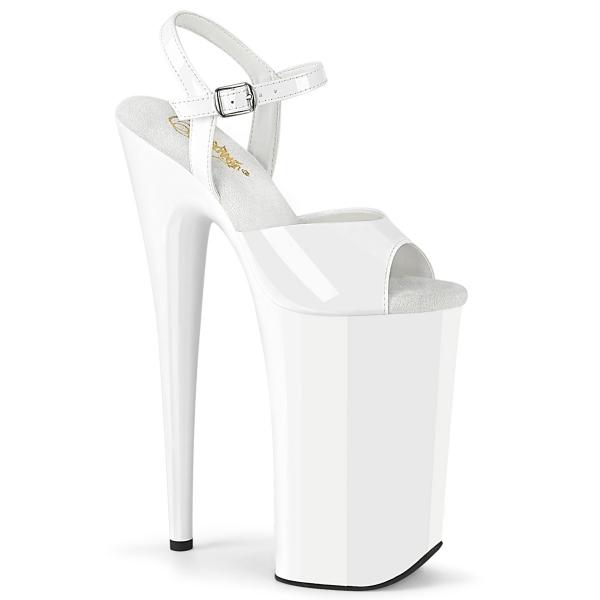 BEYOND-009 Pleaser sexy high heels platform ankle boot white patent