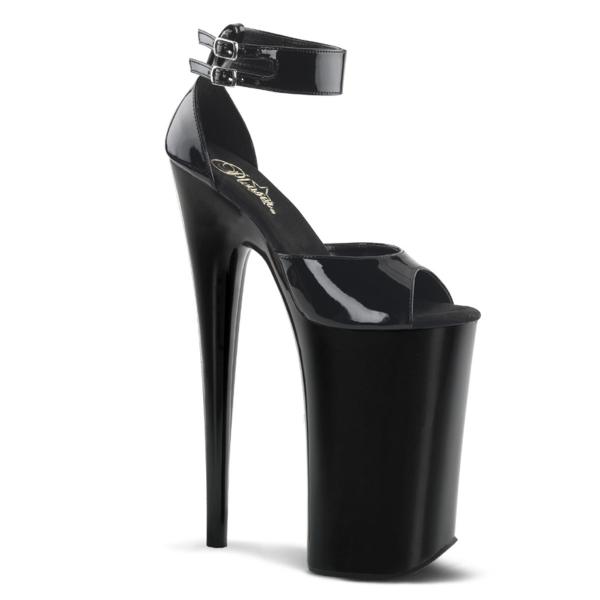 BEYOND-089 Pleaser skyscraper high heels platform close back sandal black patent