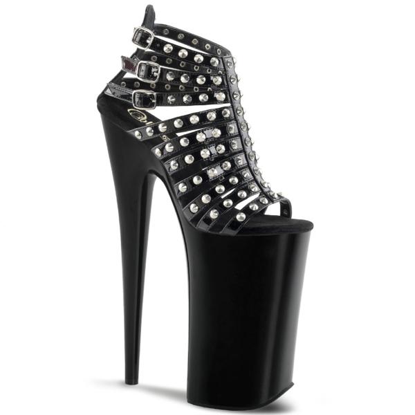 BEYOND-093 Pleaser platform sandal high heels studs black patent