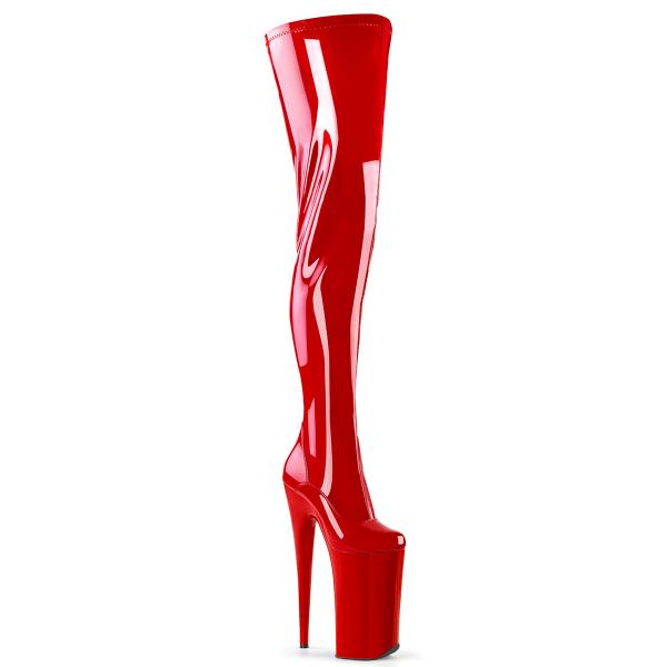 BEYOND-4000 Pleaser high heels crotch thigh high boot red stretch patent