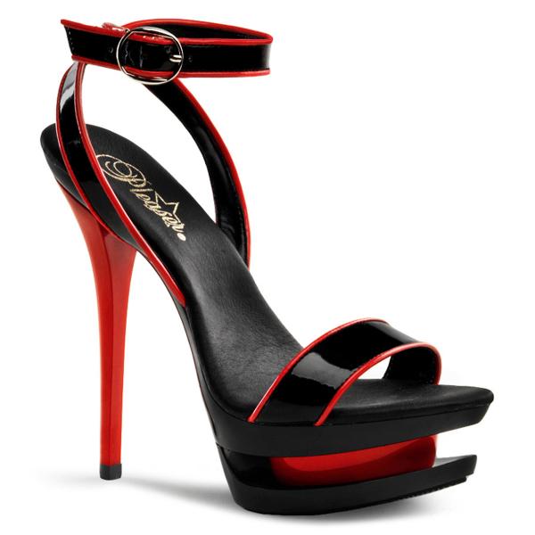 BLONDIE-631-2 Pleaser high heels platform wrap around two-tone sandal black red patent