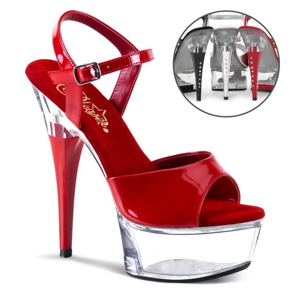 CAPTIVA-609 Pleaser Damen High Heels Plateausandaletten Strass rot Lack klar