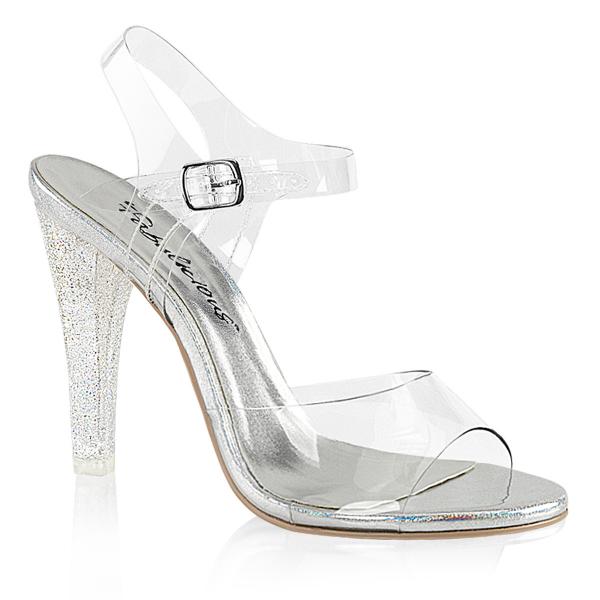 CLEARLY-408MG Fabulicious high heels platform ankle strap sandal clear lucite mini glitters