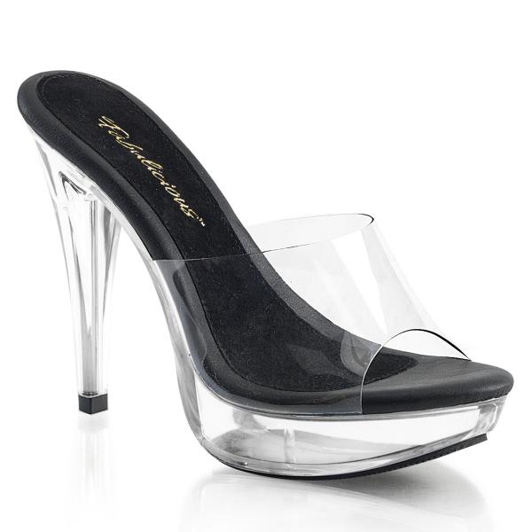 COCKTAIL-501 Fabulicious high heels platform slide clear with black leather insole