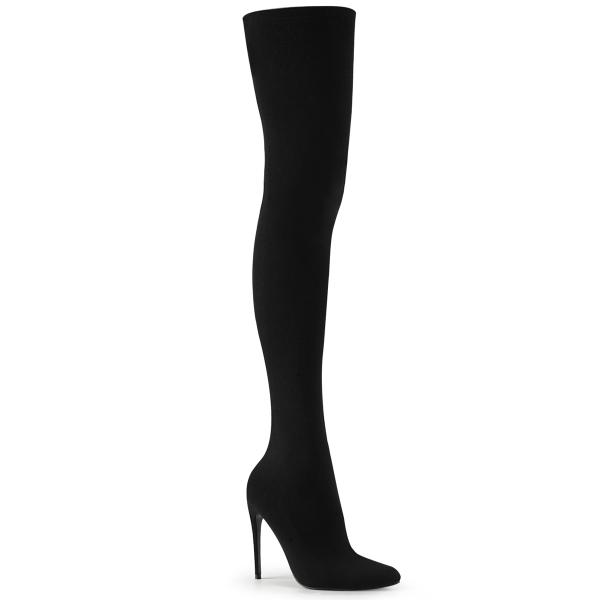 COURTLY-3005 Pleaser High-Heels Strumpf-Overkneestiefel schwarz Nylon