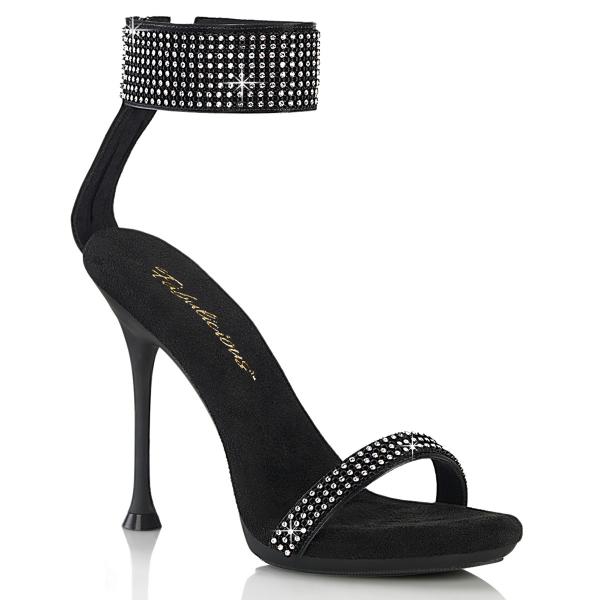 CUPID-440 Fabulicious vegan high heels mini platform sandal black matte rhinestones