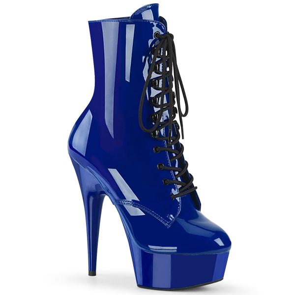 DELIGHT-1020 elegante Pleaser Damen High Heels Plateaustiefeletten royalblau Lack