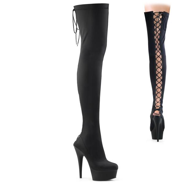 DELIGHT-3003 Pleaser High Heels platform overknee boots back lace up black