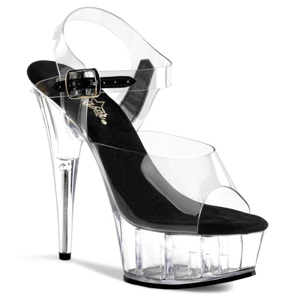 DELIGHT-608 elegant Pleaser High Heels platform sandal clear black insole