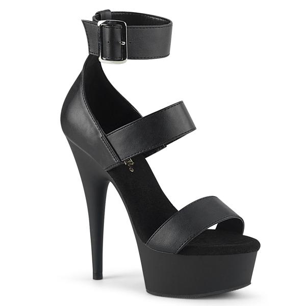 DELIGHT-629 Pleaser vegan high heels platform triple band sandal black matte