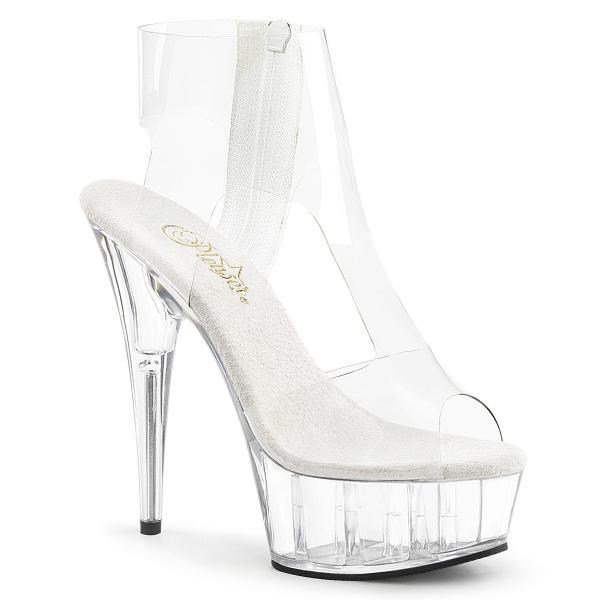 DELIGHT-633 Pleaser High-Heels Plateau Bootie-Sandaletten transparent