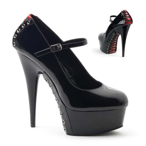 DELIGHT-687FH Pleaser High Heels platform mary jane pump black red patent