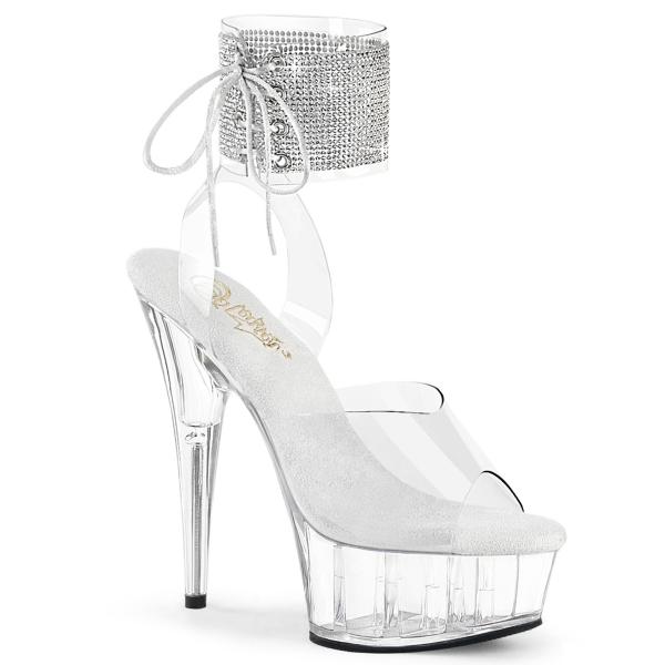 DELIGHT-691-2RS Pleaser high heels platform ankle cuff sandal rhinestones clear