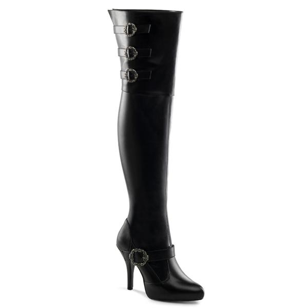 DIVA-3006X extraweite Funtasma Damen High-Heels Overkneestiefel schwarz Lederoptik