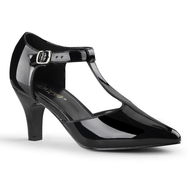 DIVINE-415 Pleaser Pink Label t-strap pump black patent