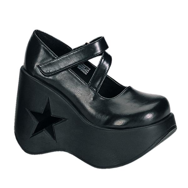 DYNAMITE-03 DemoniaCult star cut-out lolita mary jane pump black matte