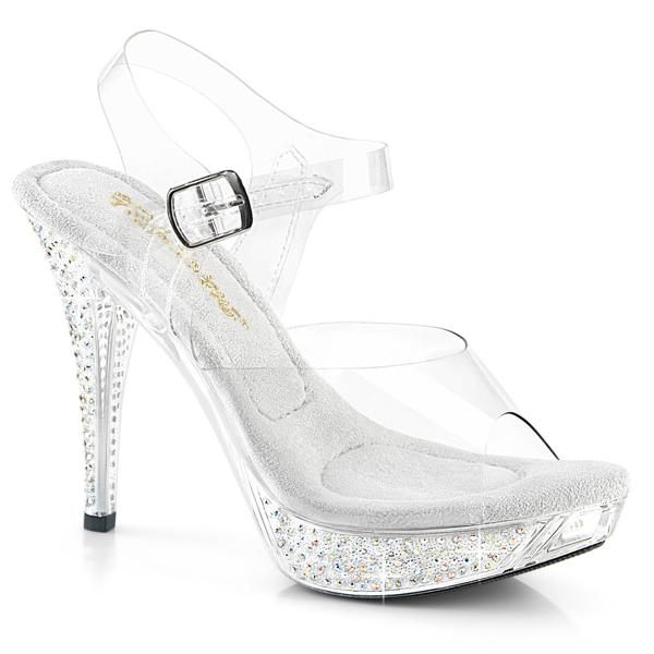 ELEGANT-408ABRS Fabulicious platform ankle strap sandal AB rhinestones clear