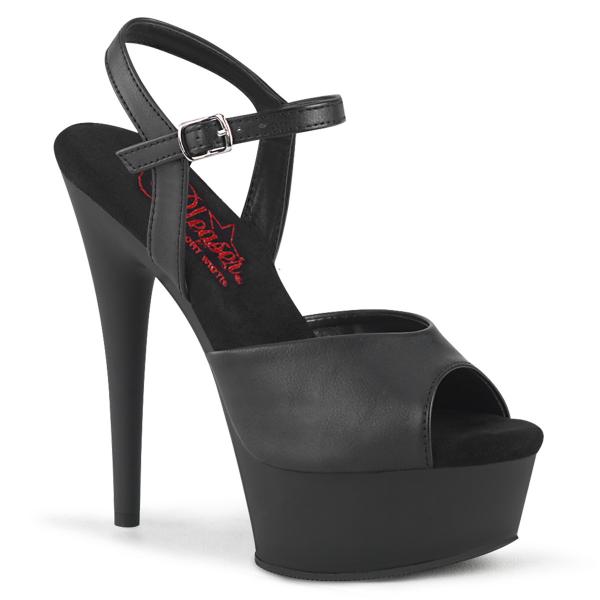 EXCITE-609 Pleaser vegan high heels ankle strap platform sandal black matte