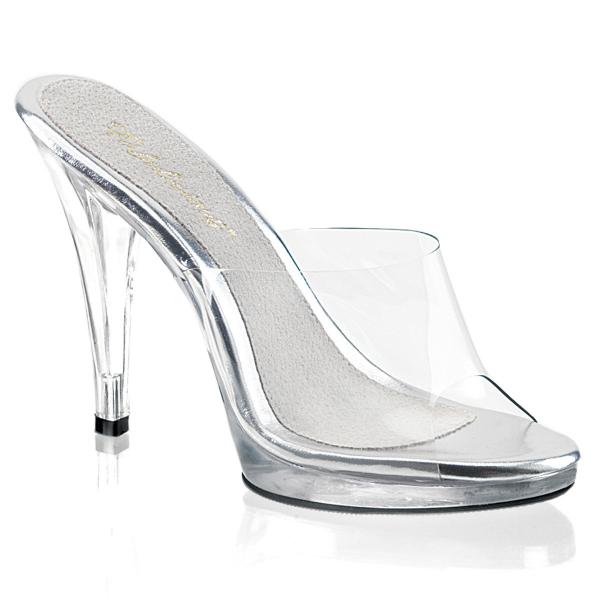 FLAIR-401 Fabulicious edle Damen High-Heels Miniplateau Pantoletten transparent