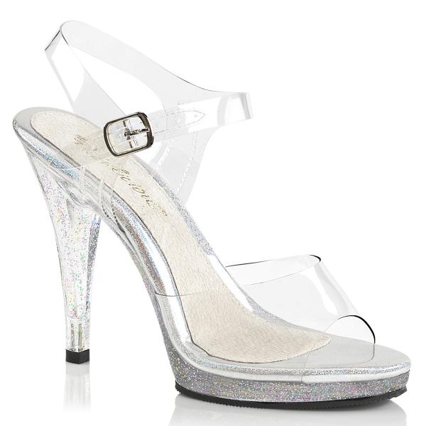 FLAIR-408MG Fabulicious high heels platform ankle strap sandal clear mini glitters