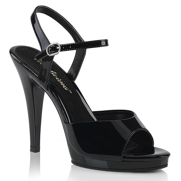 FLAIR-409 Fabulicious high heels platform ankle strap sandal black patent