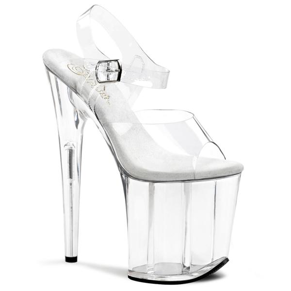 FLAMINGO-808 Pleaser High-Heels Plateau Sandaletten transparent Lederinnensohle