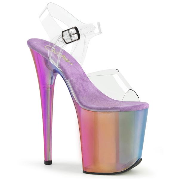 FLAMINGO-808RMT Pleaser Damen High Heels Plateausandaletten nebeliger regenbogen Farbverlauf