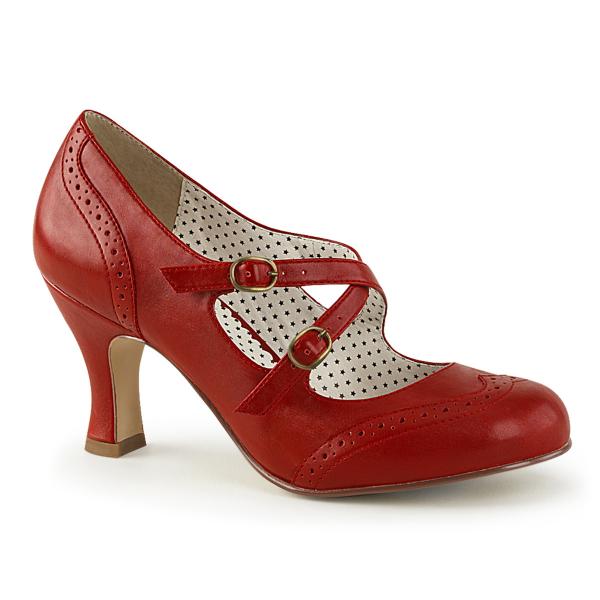 FLAPPER-35 Pin Up Couture kitten heel pumps red matte