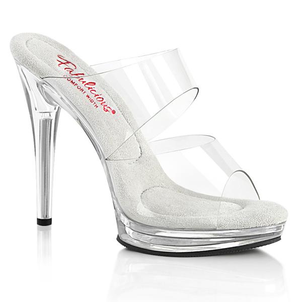 GLORY-502 Fabulicious vegan high heels comfort width platform slide clear