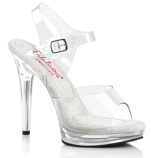 GLORY-508 Fabulicious vegan ladies high heels platform ankle strap sandal clear