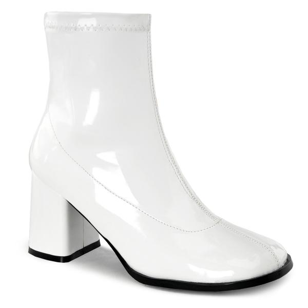 GOGO-150 Funtasma women ankle gogo boot white stretch patent