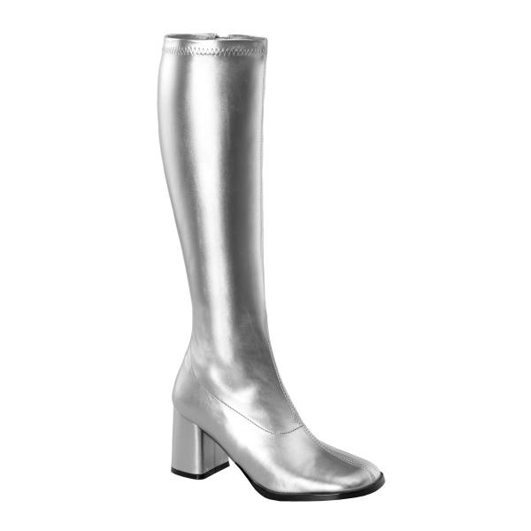 GOGO-300 bequeme Funtasma Damen Stretchstiefel Boots silber Lederoptik