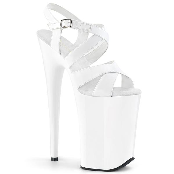 INFINITY-997 Pleaser ladies double criss cross plaform sandal white Patent