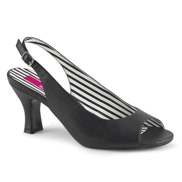 JENNA-02 Pleaser Pink Label slingback peep toe pump black matte