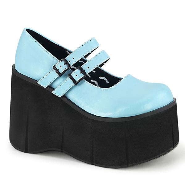 KERA-08 DemoniaCult vegan platform buckle strap mary jane pumps baby blue matte