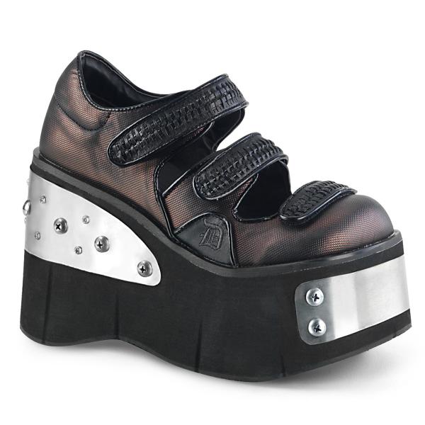 KERA-13 DemoniaCult metal plated platform shoe black double straps