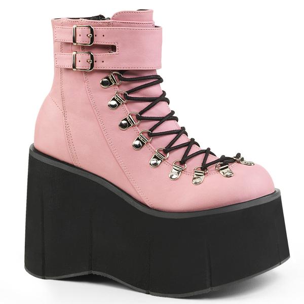 KERA-21 DemoniaCult Damen Plataustiefeletten Schnürung vorn babypink schwarz