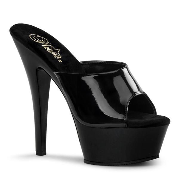 KISS-201 Pleaser high heels platform mules black patent