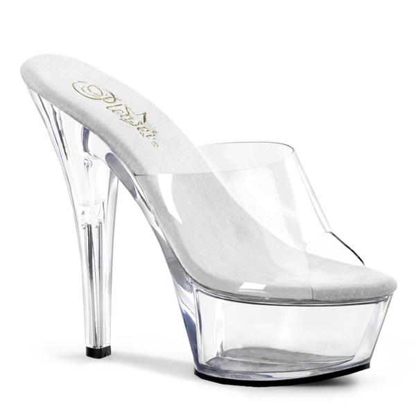 KISS-201 Pleaser high heels platform mules clear