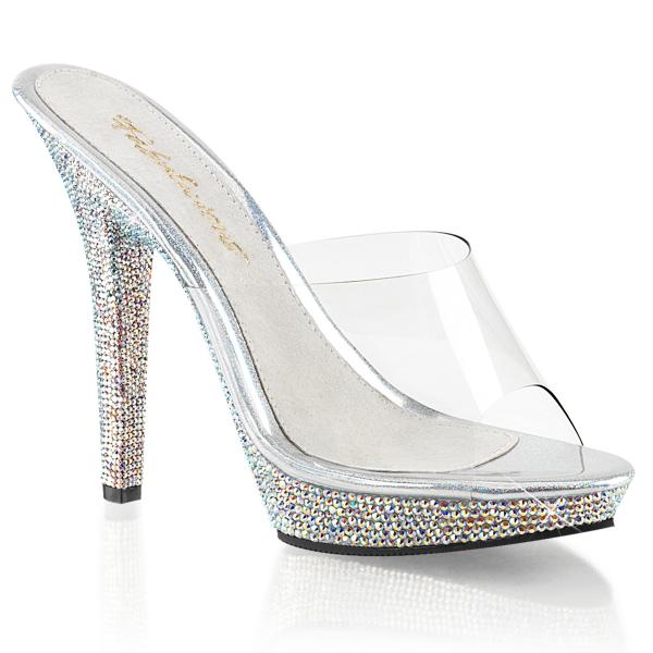 LIP-101DM Fabulicious high heels platform slide transparent with rhinestones