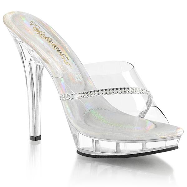 LIP-101R Fabulicious high heels platform slide transparent rhinestone band