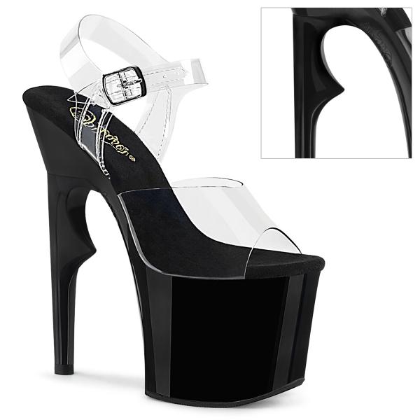 LOVETHORN-708 Pleaser vegan sexy ankle strap sandal clear black rose thorn heel