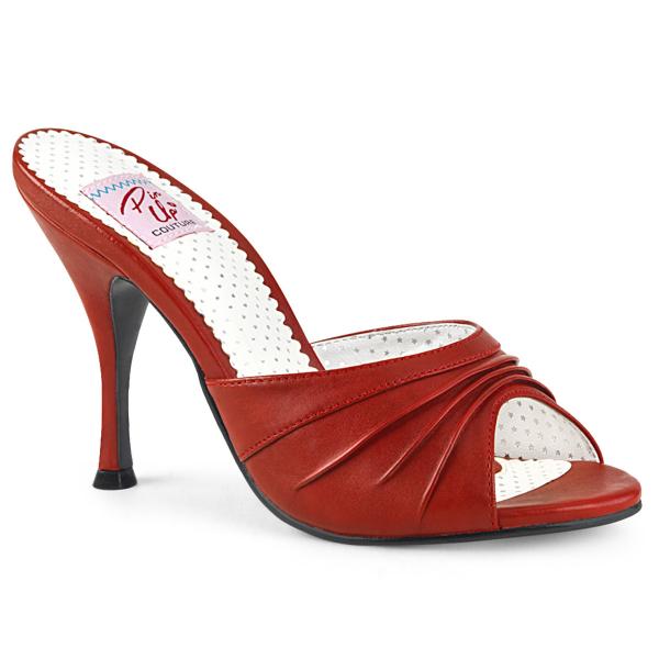 MONROE-01 Pleaser High Heels pleated-vamp slide red