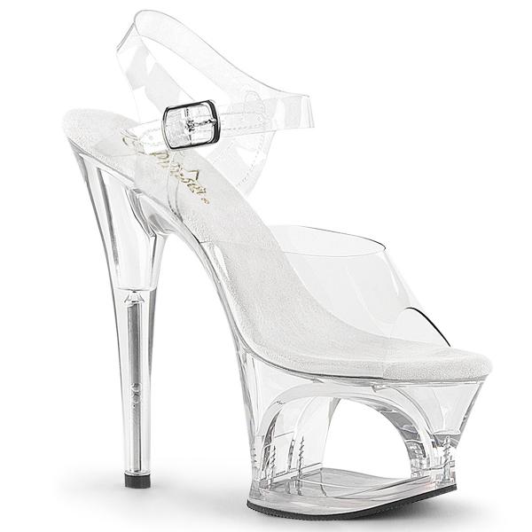 MOON-708 Pleaser extravagante High Heels transparente Cut-Out Plateausandaletten