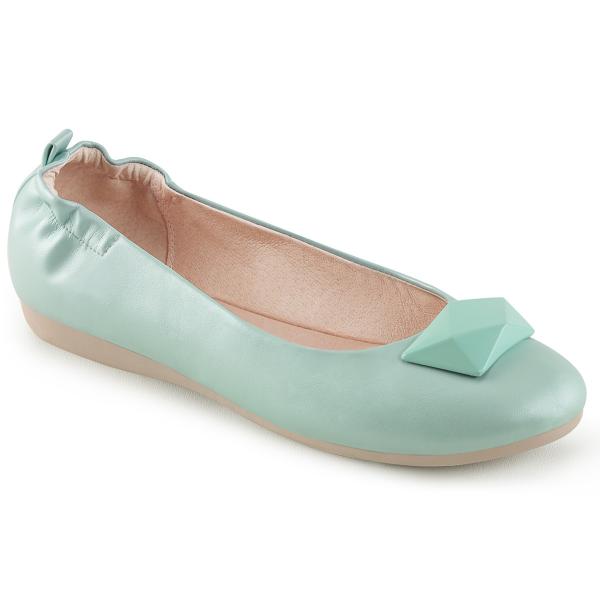 OLIVE-08 Pin Up Couture Damen Ballerina Schuhe elastische Ferse aqua Lederoptik