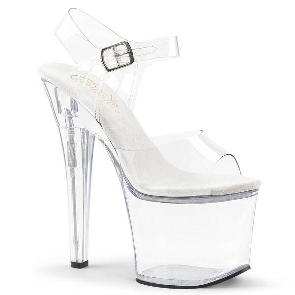 RADIANT-708 Pleaser high heels platform ankle strap sandal clear