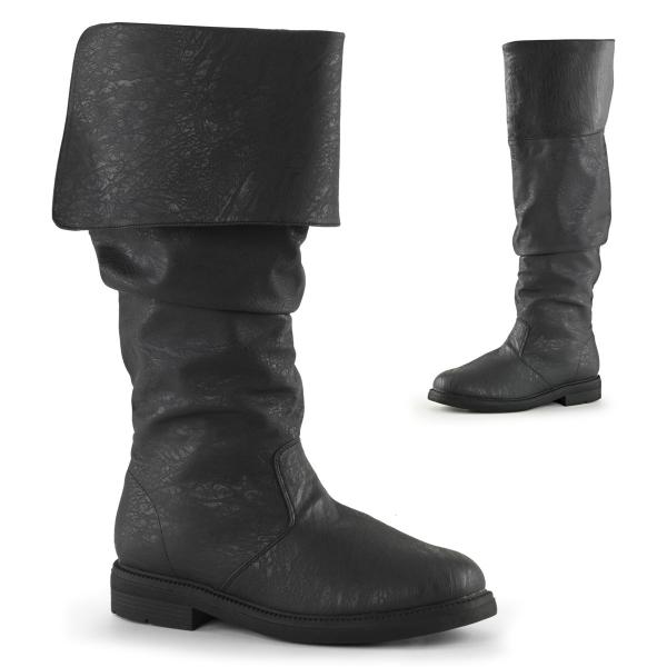 ROBINHOOD-100 Funtasma flat heel knee high renaissance boot black distressed look matte