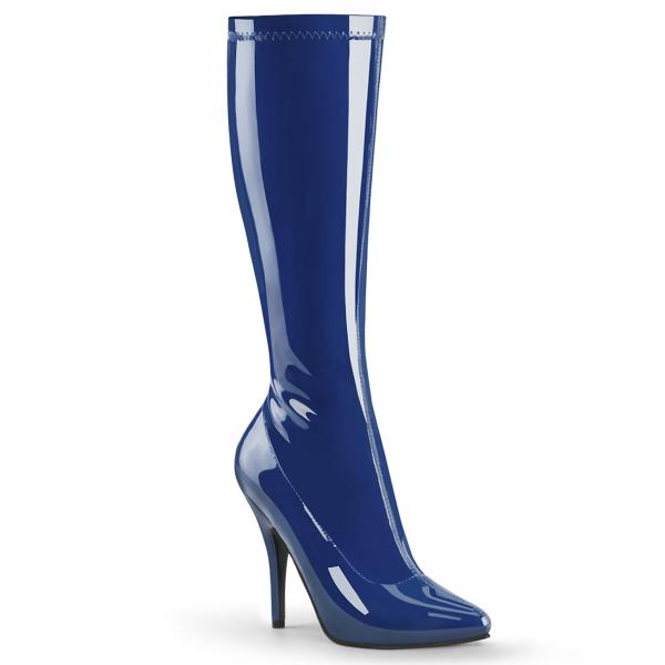 SEDUCE-2000 Pleaser high heels stretch knee boots navy blue patent