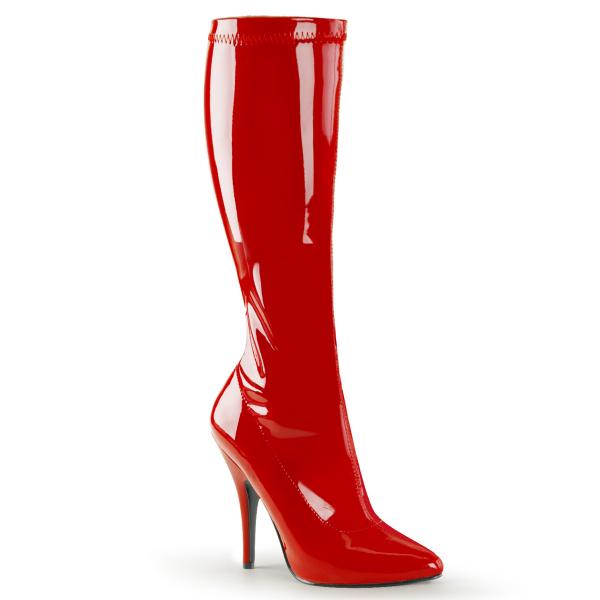 SEDUCE-2000 Pleaser high heels stretch knee boots red patent - Schuh ...